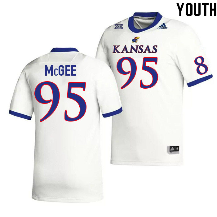 Youth #95 Ronald McGee Kansas Jayhawks College Football Jerseys Stitched Sale-White
